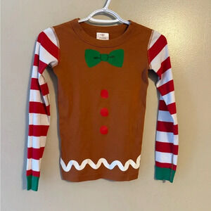 Hanna Andersson Pajama Top Gingerbread Man Holiday Christmas Size Kids 10 Cotton